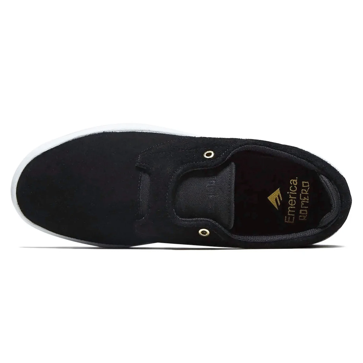 Emerica Romero Skater Shoes - Black/White/Gold - Image 3
